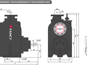 Габаритный чертёж насоса FANCY FSP