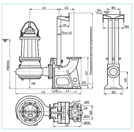 Погружной фекальный насос Иртыш ПФ3 200/400.510-315/4  из чугуна с трехканальным рабочим колесом