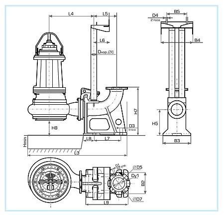 Погружной фекальный насос Иртыш ПФ2 300/400.400-55/6-016  из чугуна с двухканальным рабочим колесом