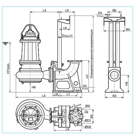 Погружной фекальный насос Иртыш ПФ2 50/140.138-3/2-036  из чугуна с двухканальным рабочим колесом